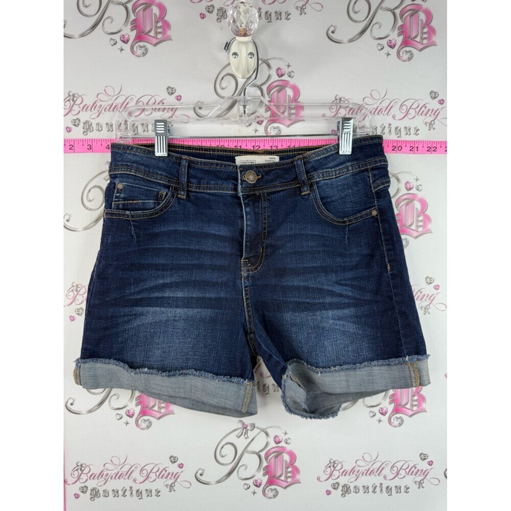 Ardene shorts shortie 82 Dark Blue Rolled Hem Denim Shorts gold details